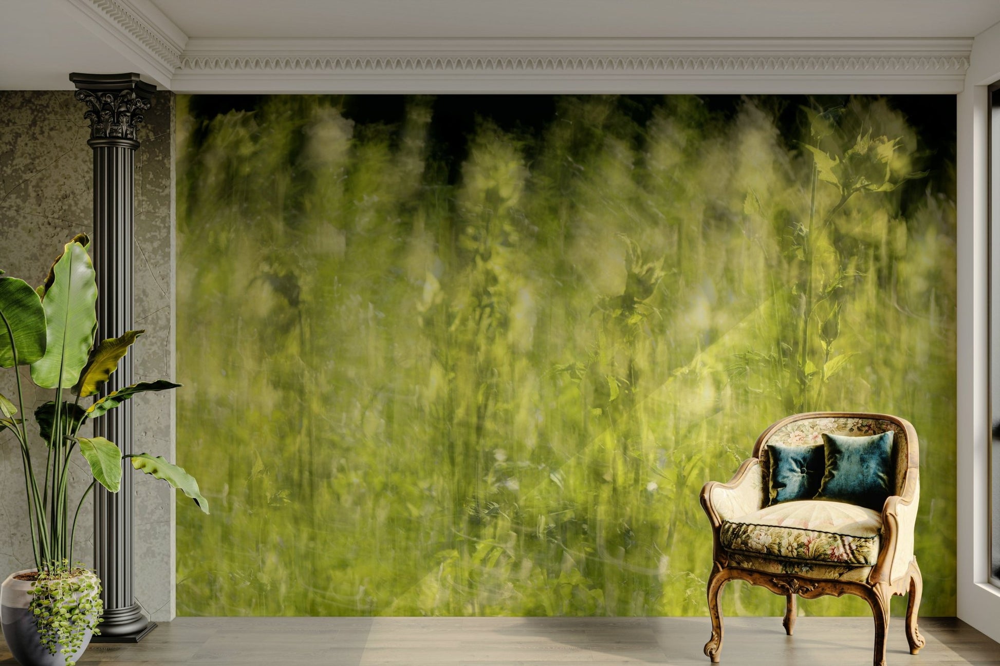 Gentle green hues creating a peaceful ambiance.

