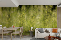 Softly blurred green field stretching into the distance on a wall.

