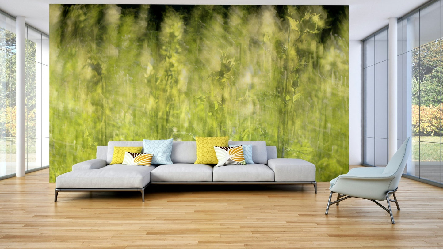 Artistic interpretation of a natural green landscape.

