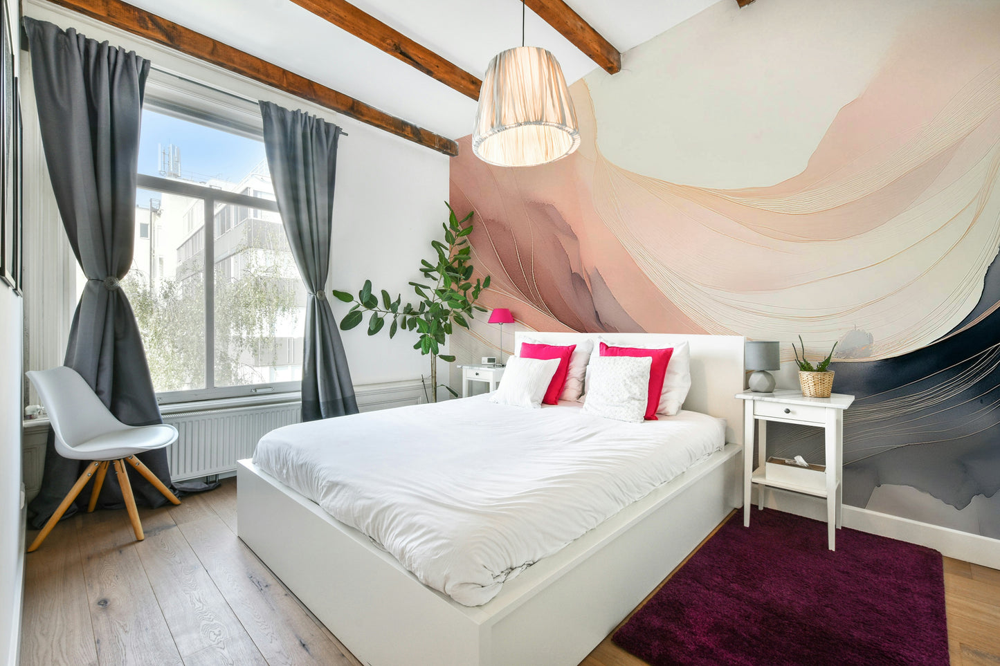 Soft pastel gradients in a modern living room wall decor setup.