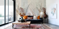 Neutral colored Ethereal Leaves Cream Wall Mural for a clean look.