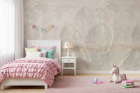 Ethereal Leaves Texture Cream Wall Mural