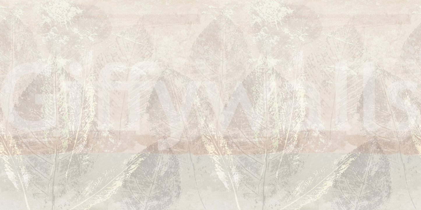 Ethereal Leaves Texture Cream Wall Mural