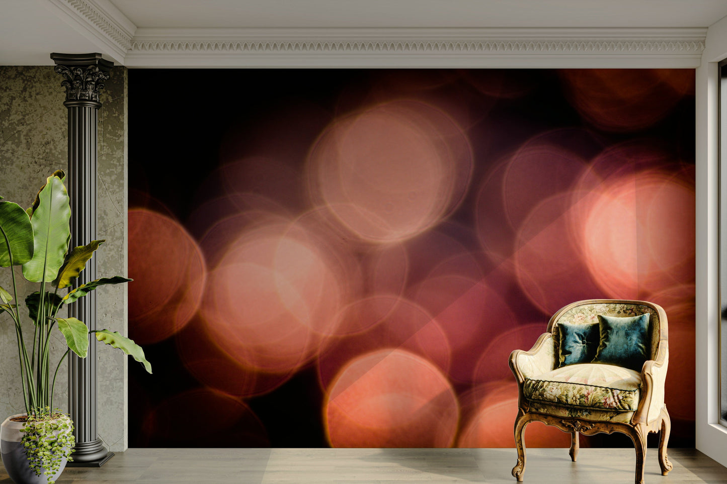 A beautiful modern abstract wall mural for a living room.

