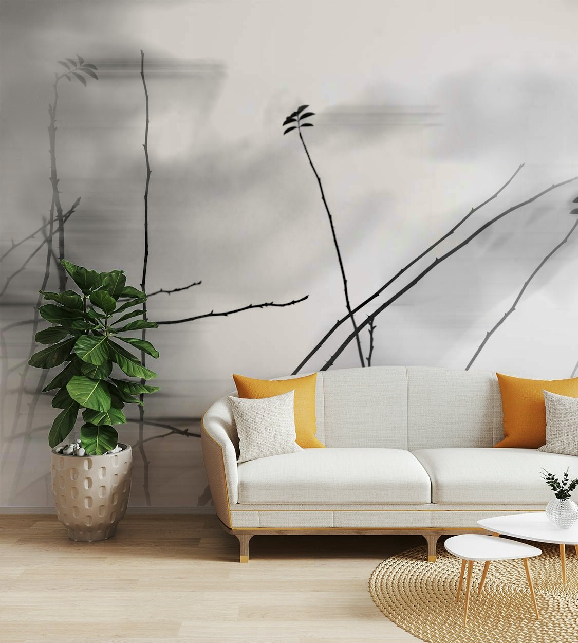 Subtle branch design mural wallpaper
