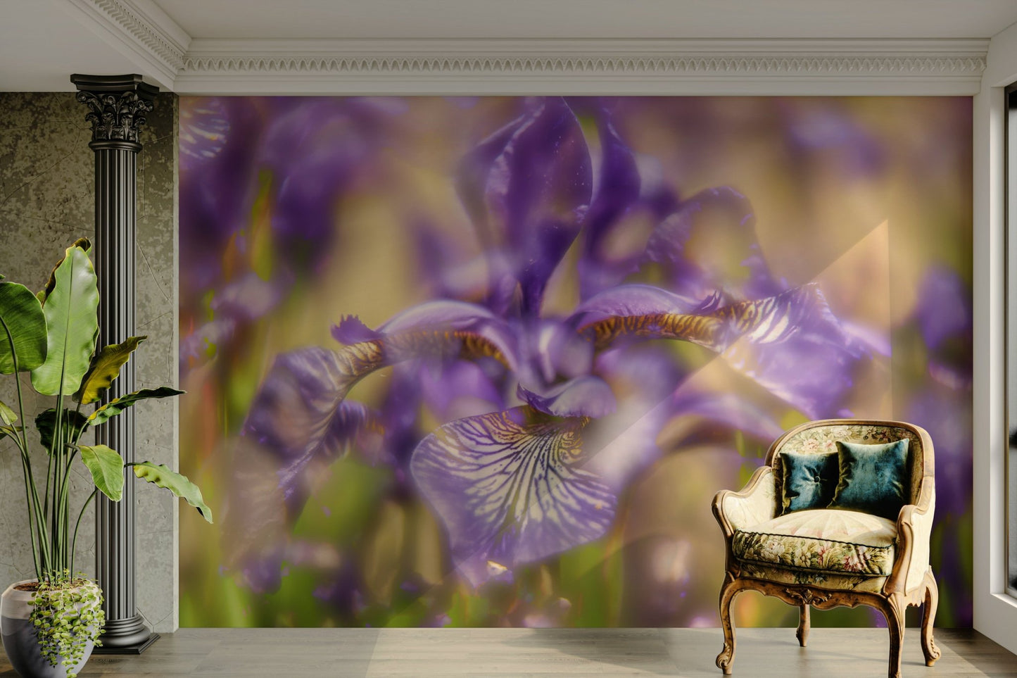Ethereal Purple Iris Art Print | Delicate Floral Photography | Nature Wall Decor Wall Mural