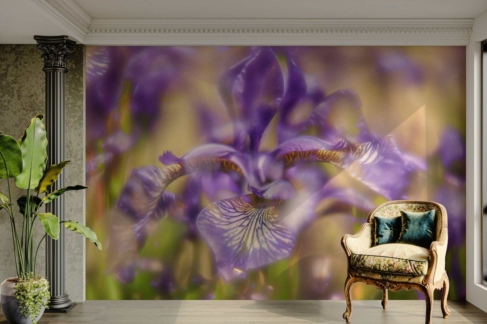 Ethereal Purple Iris Art Print | Delicate Floral Photography | Nature Wall Decor Wall Mural