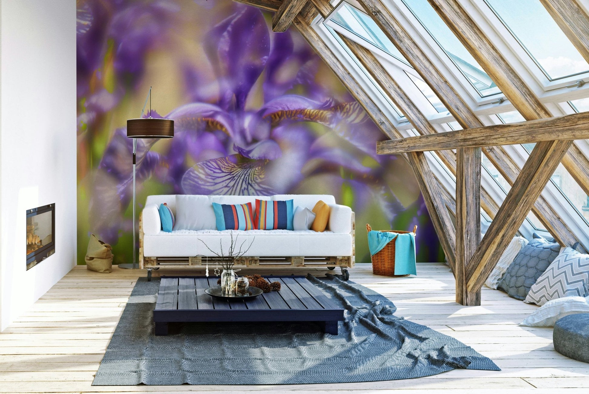 Ethereal Purple Iris Art Print | Delicate Floral Photography | Nature Wall Decor Wall Mural