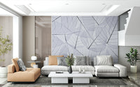 Monochromatic, overlapping organic shapes, striking Skeleton Leaves wallcovering.