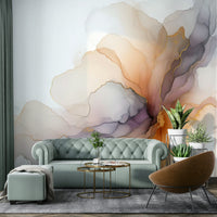Lounge area featuring abstract smoke designs in neutral shades.