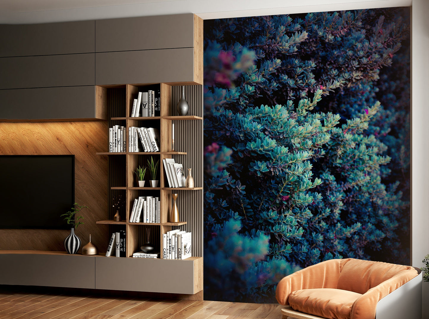 A serene blooming garden wall mural for your decor.

