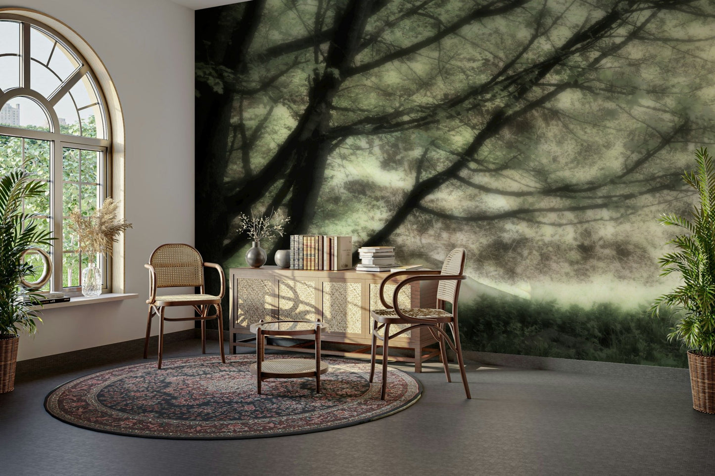 Calm green tones wall mural
