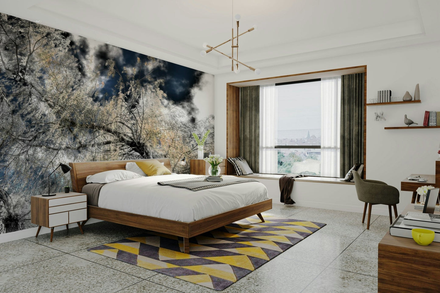 Dramatic sky tree wallpaper for walls
