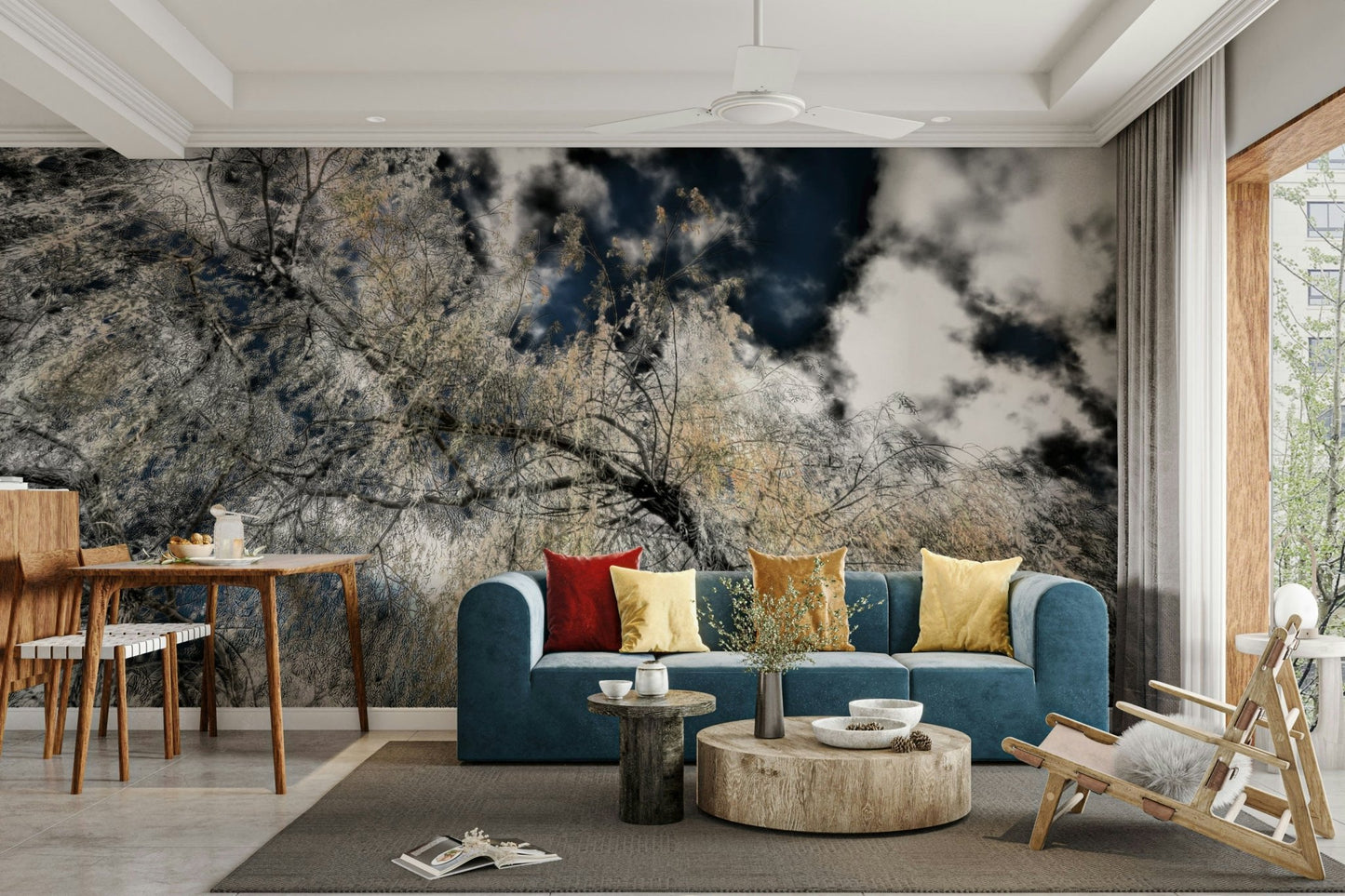 Nature contrast wall mural design
