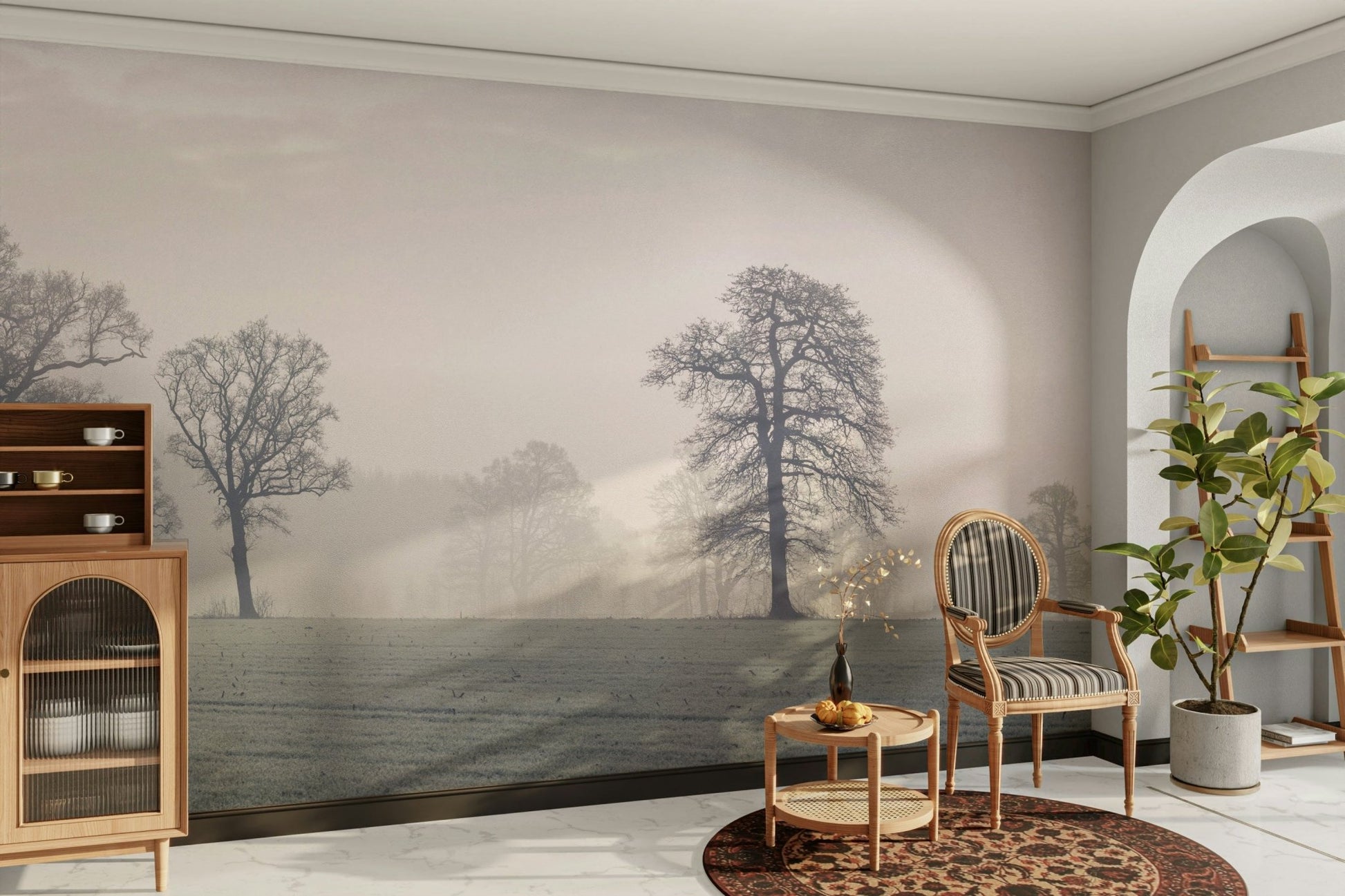 Flowing forms of trees and light.

