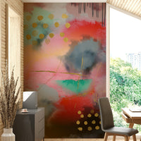 Pale blue and peach wall mural

