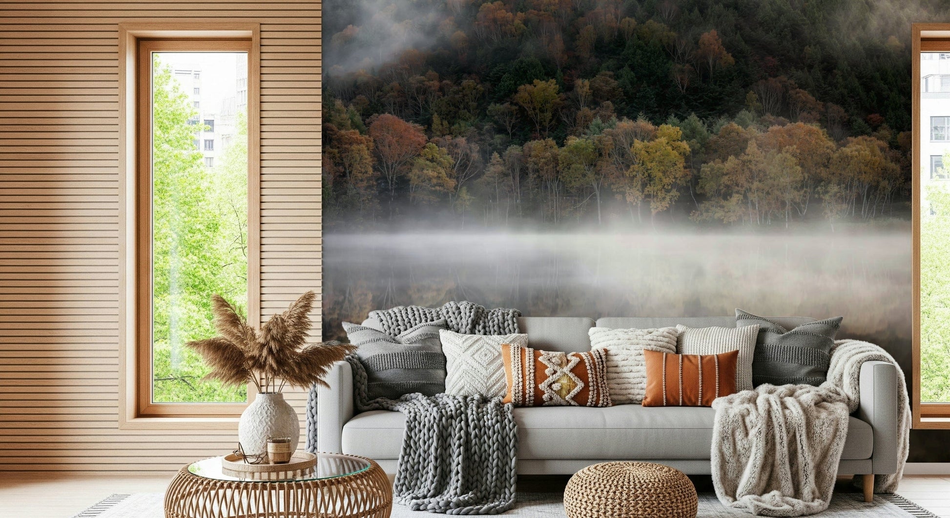 Waters Edge Woodland fine art print: soft light over water's surface.