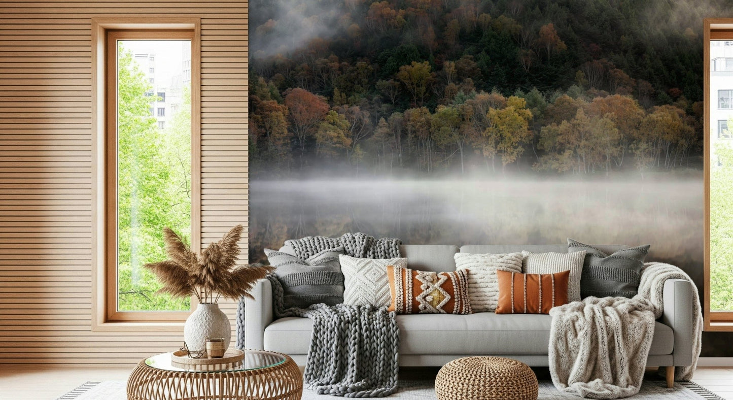 Waters Edge Woodland fine art print: soft light over water's surface.