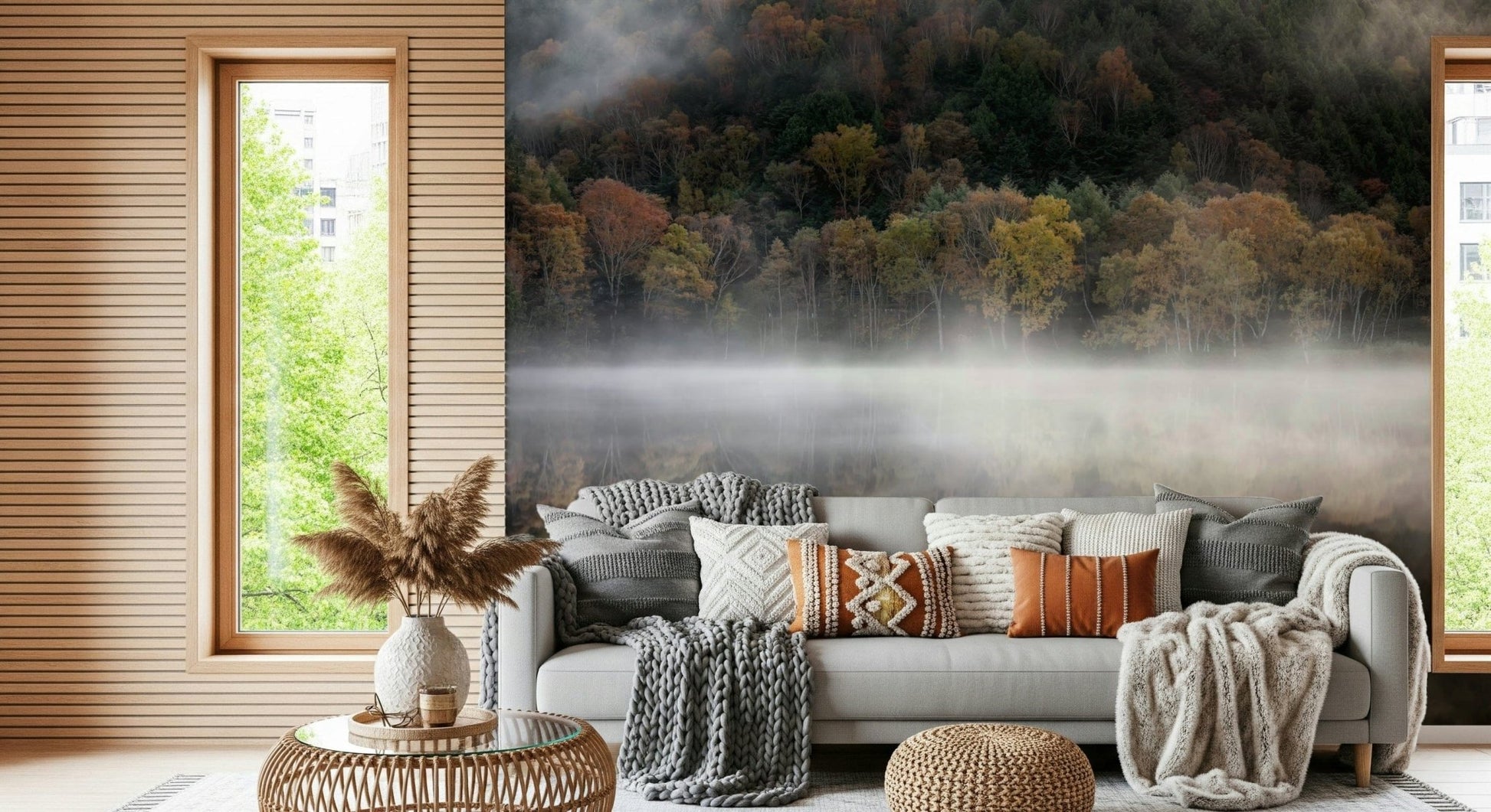 Waters Edge Woodland fine art print: soft light over water's surface.