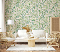 Detailed view of the matte finish on a high quality botanical wallpaper piece.