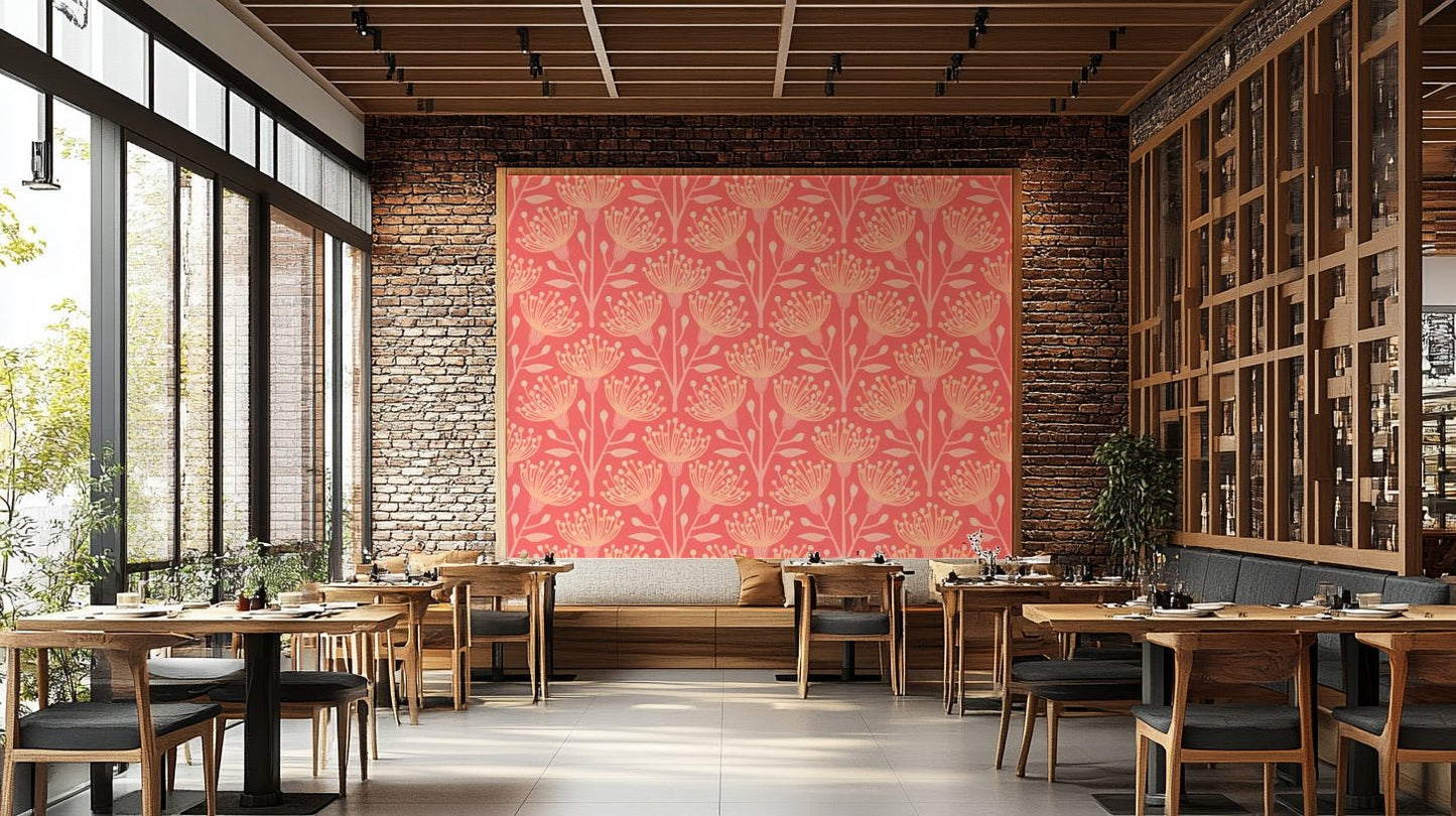 Orange and green mural wallpaper
