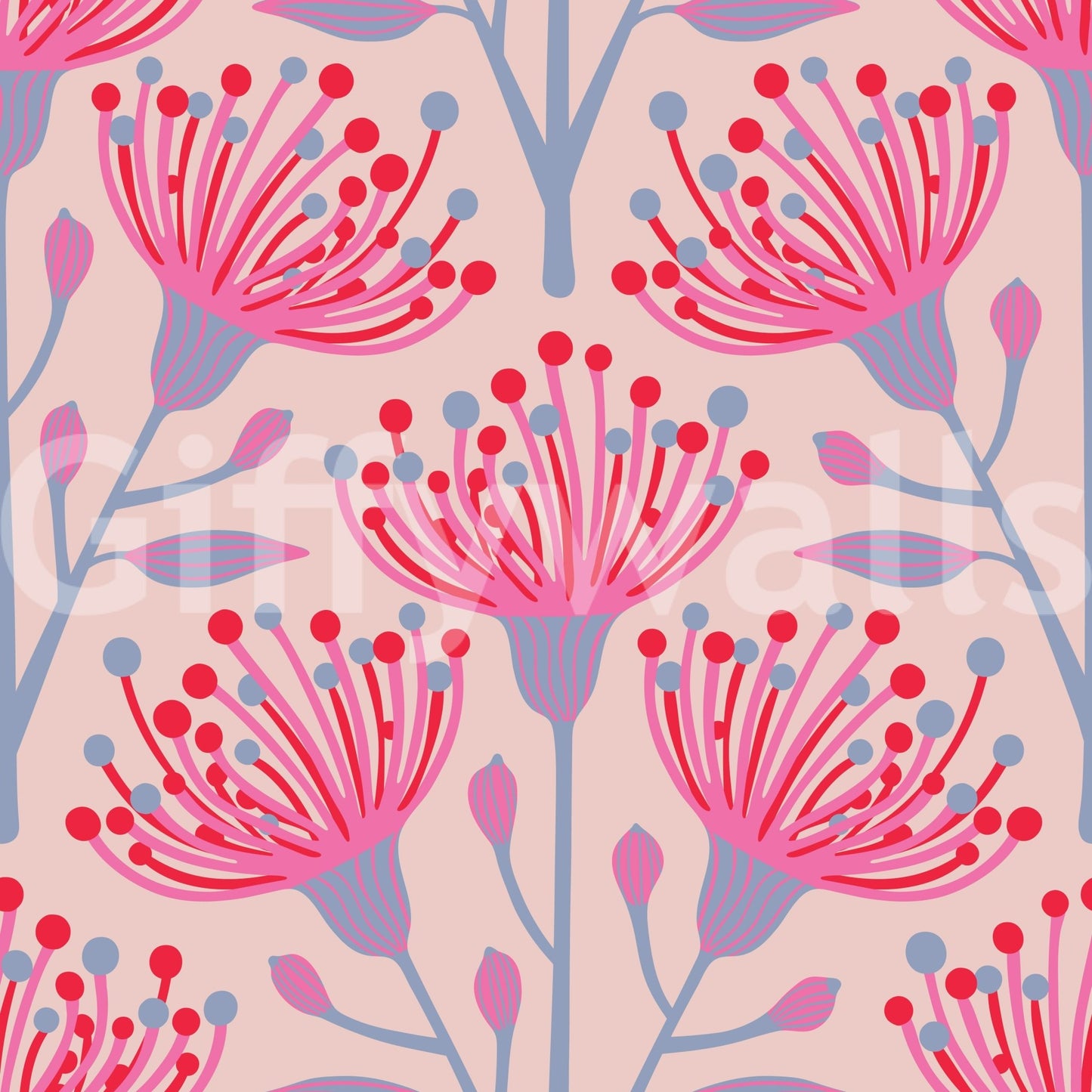 Floral wallpaper with a rich, painted feel.

