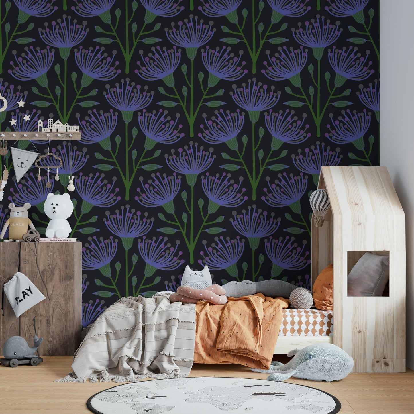 Eucalyptus and lavender wallpaper design
