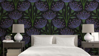 Dark eucalyptus floral mural wallpaper
