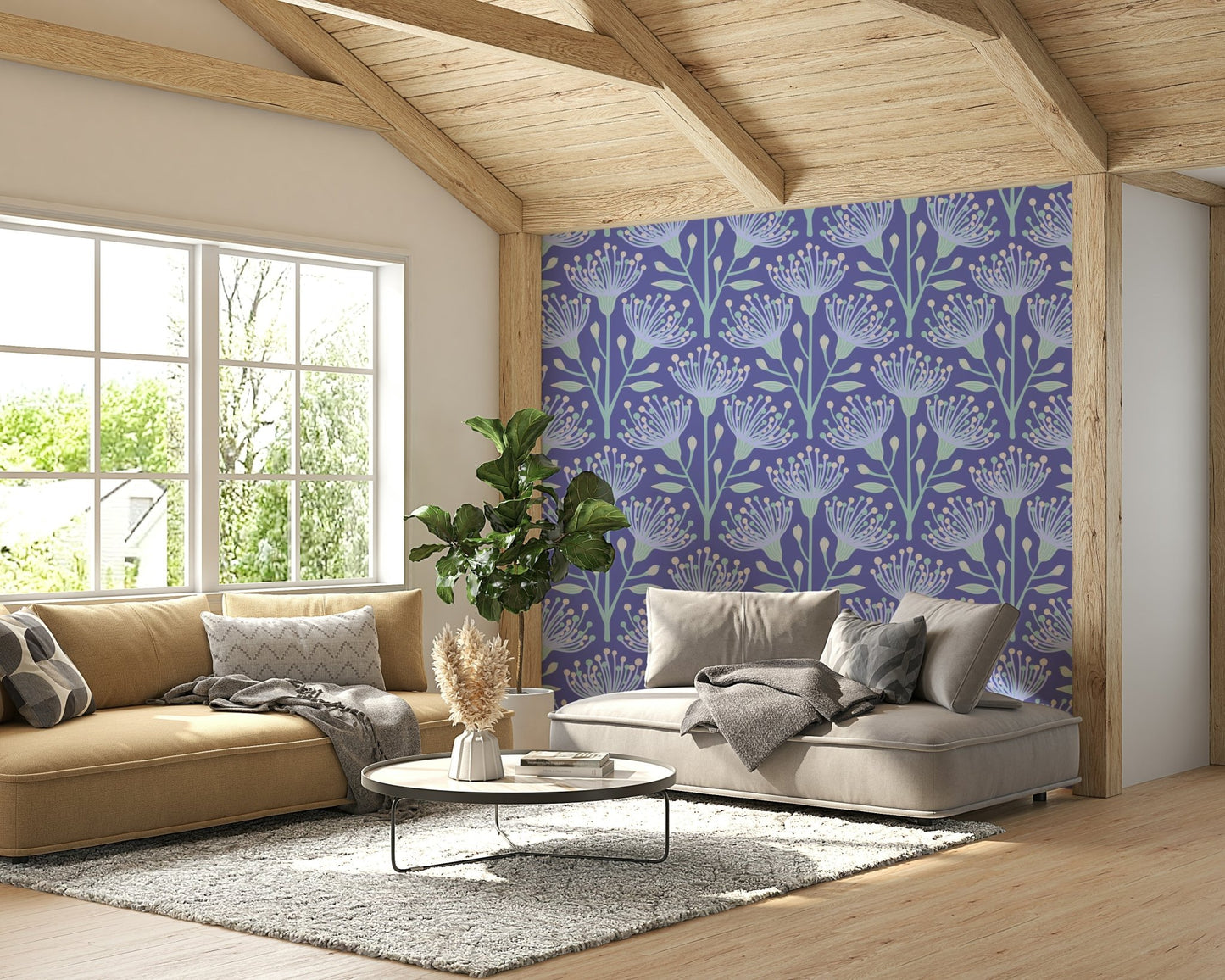Lavender botanical wall mural

