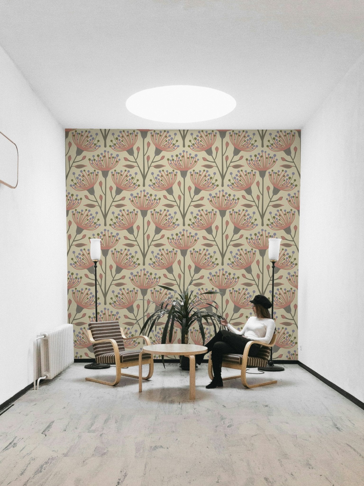 Neutral tone eucalyptus wall mural
