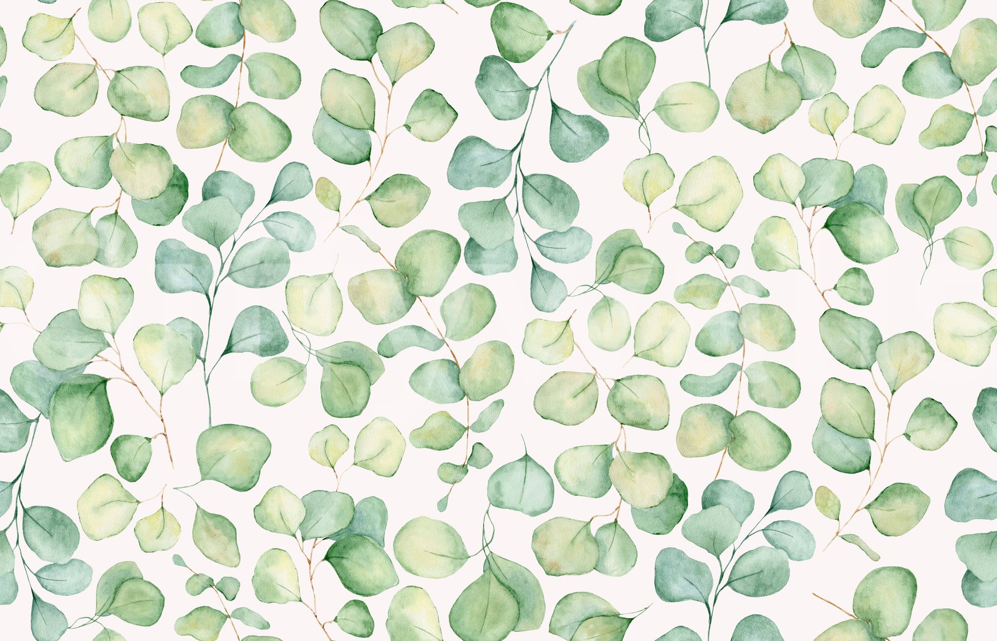 Sophisticated lounge wallcovering featuring eucalyptus garden illustrations.