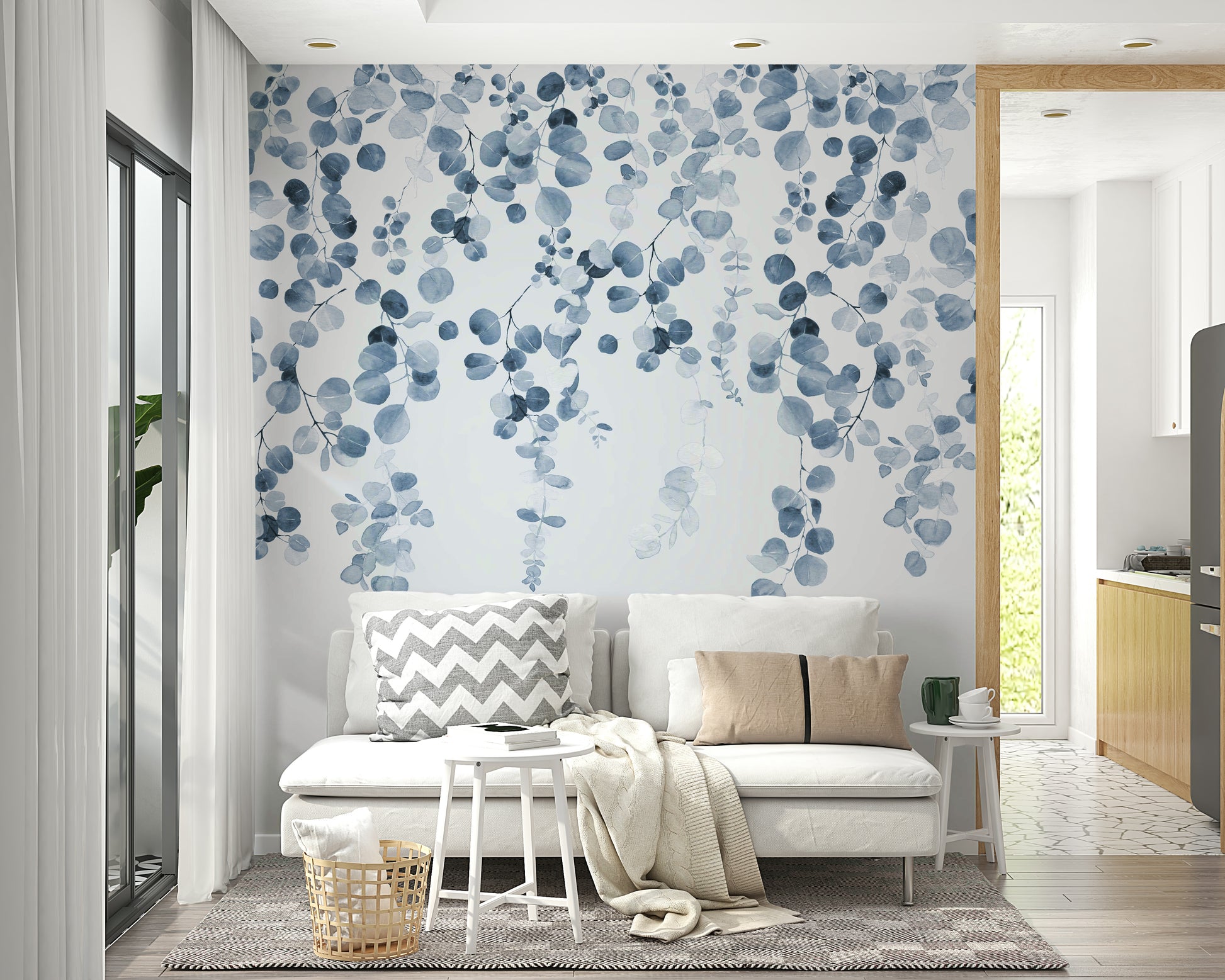 Blue eucalyptus wall art for decor

