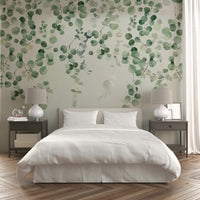 Soft green eucalyptus wall mural

