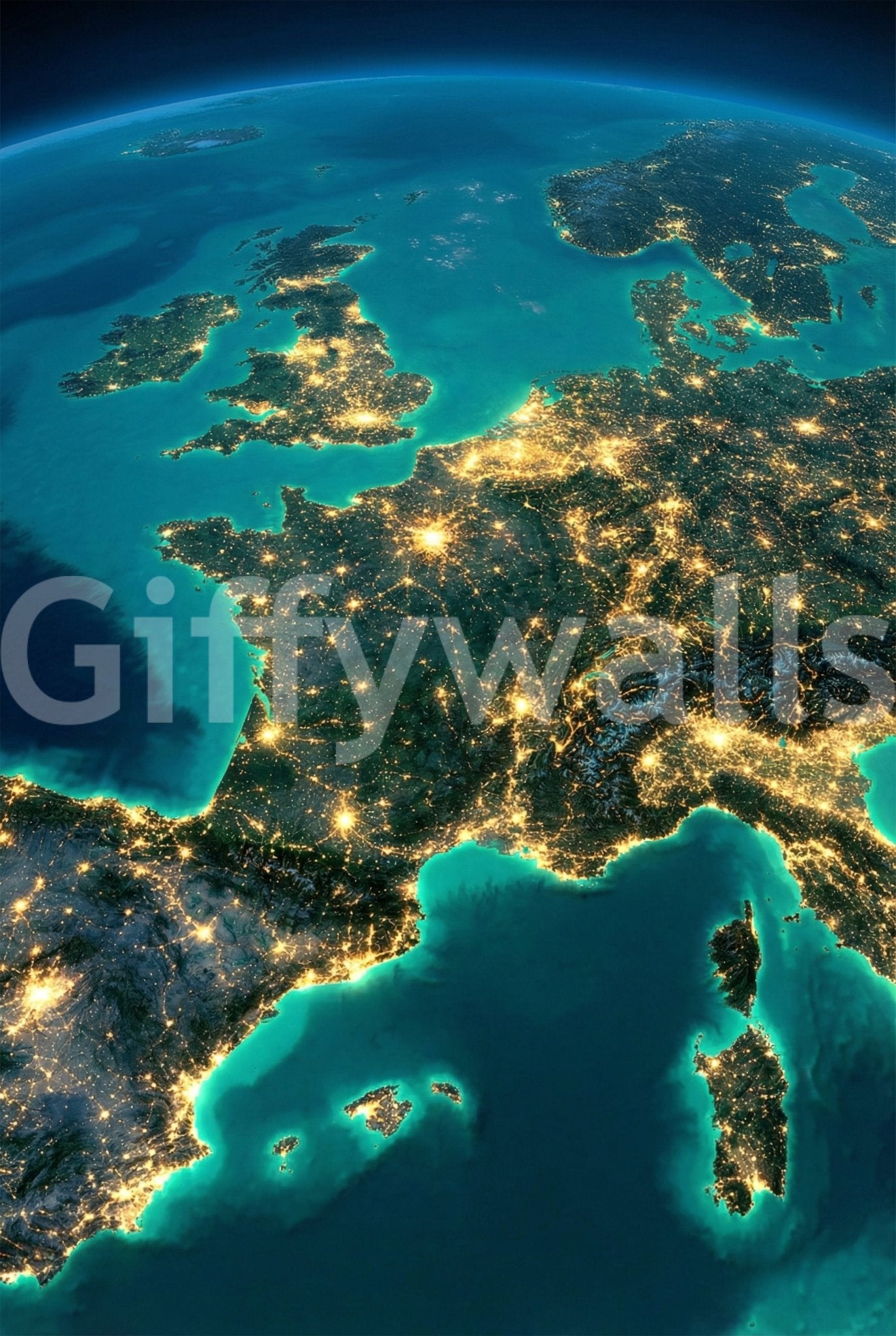 Europe at Night Wall Mural
