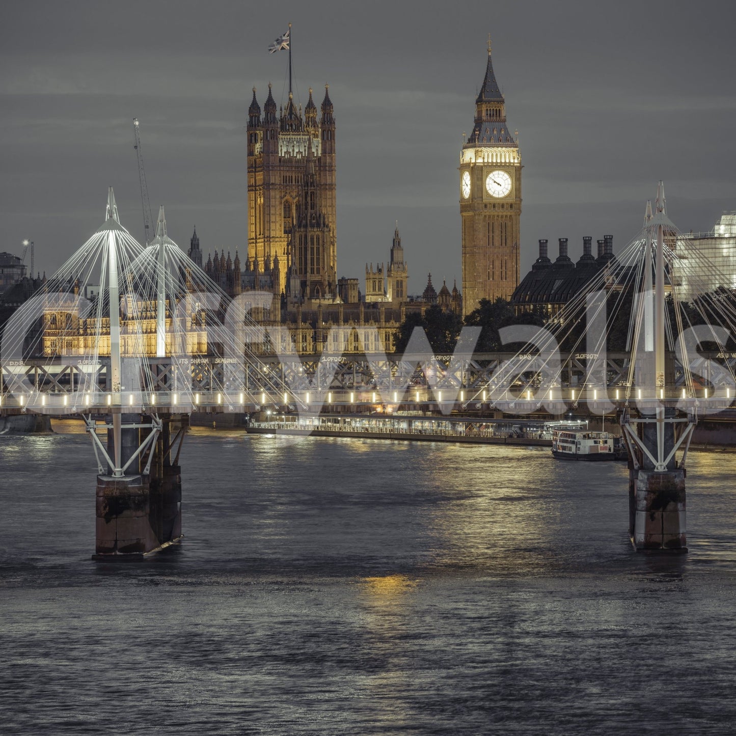 Evening in London mural for an office space.

