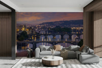 Beautiful Prague cityscape at sunset wall mural

