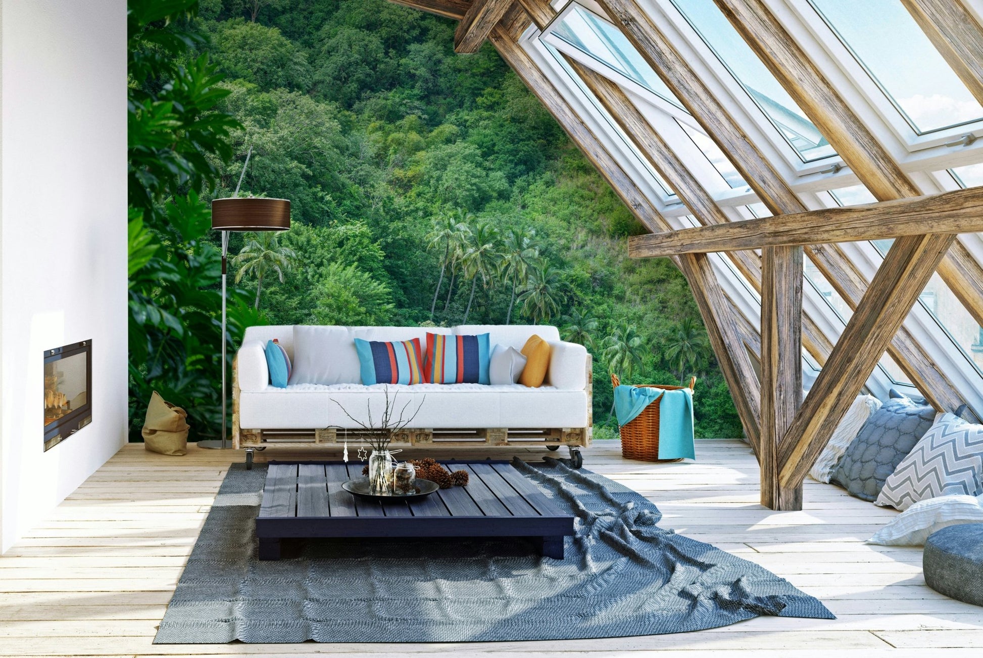 Evergreen Forest wallpaper for a living room.

