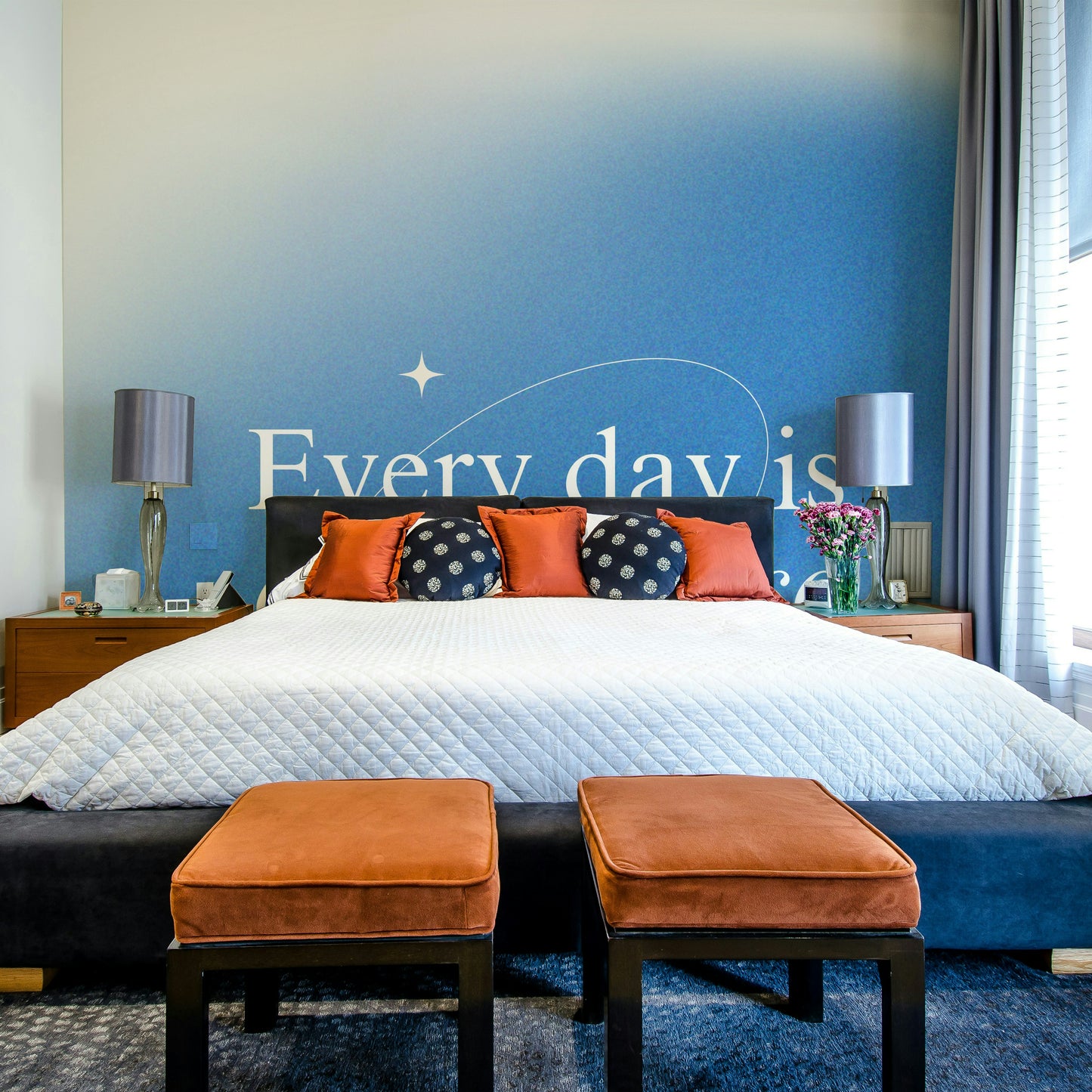 Every Day is a New Chance Blue Ombre Wallpaper