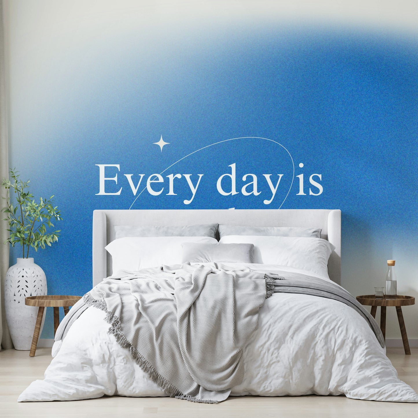 Every Day is a New Chance Blue Ombre Wallpaper