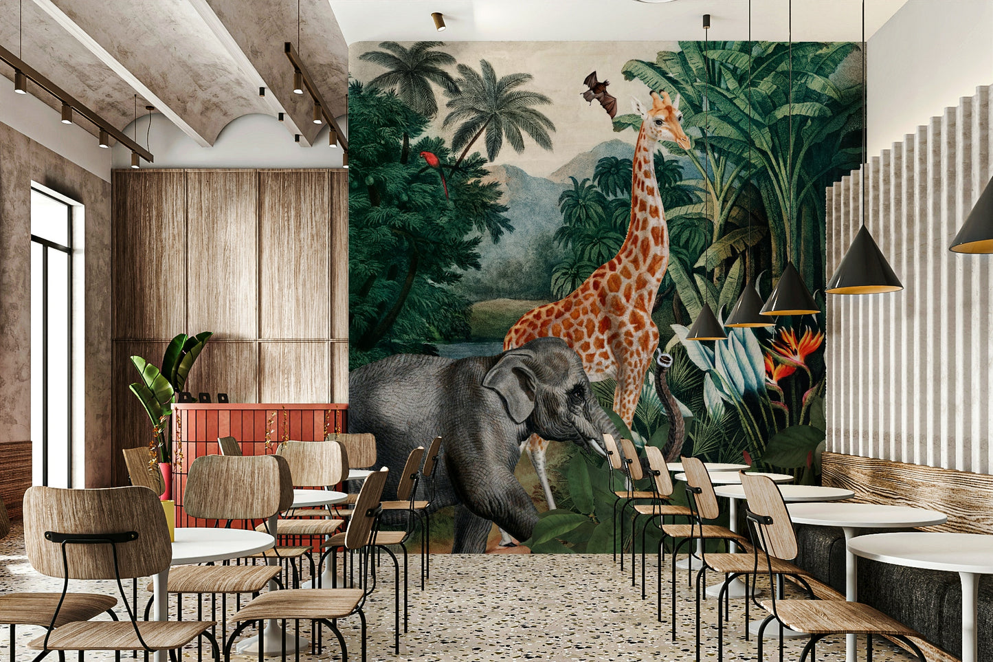 Monkey and palm mural wallpaper

