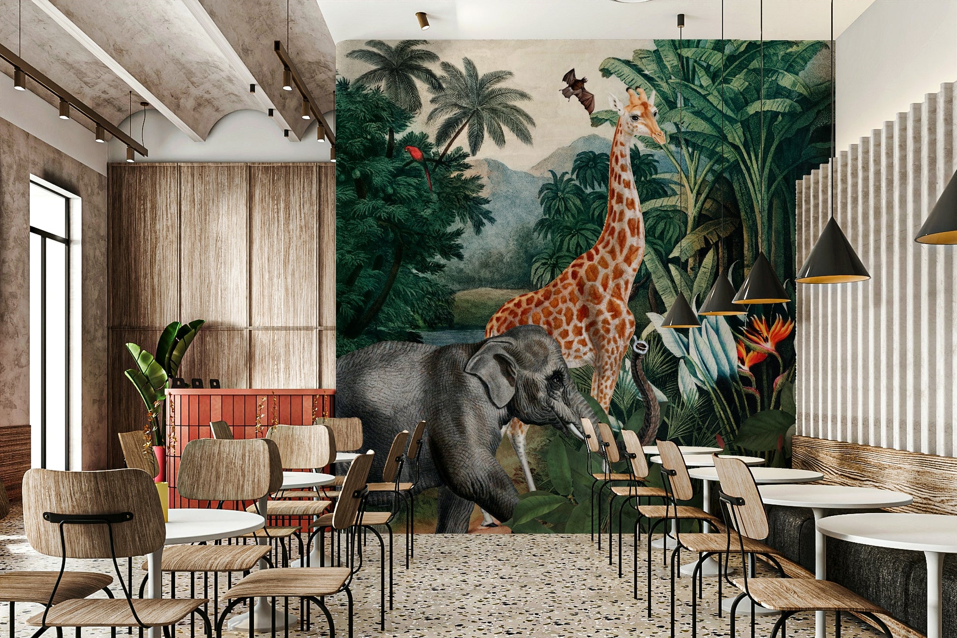 Monkey and palm mural wallpaper

