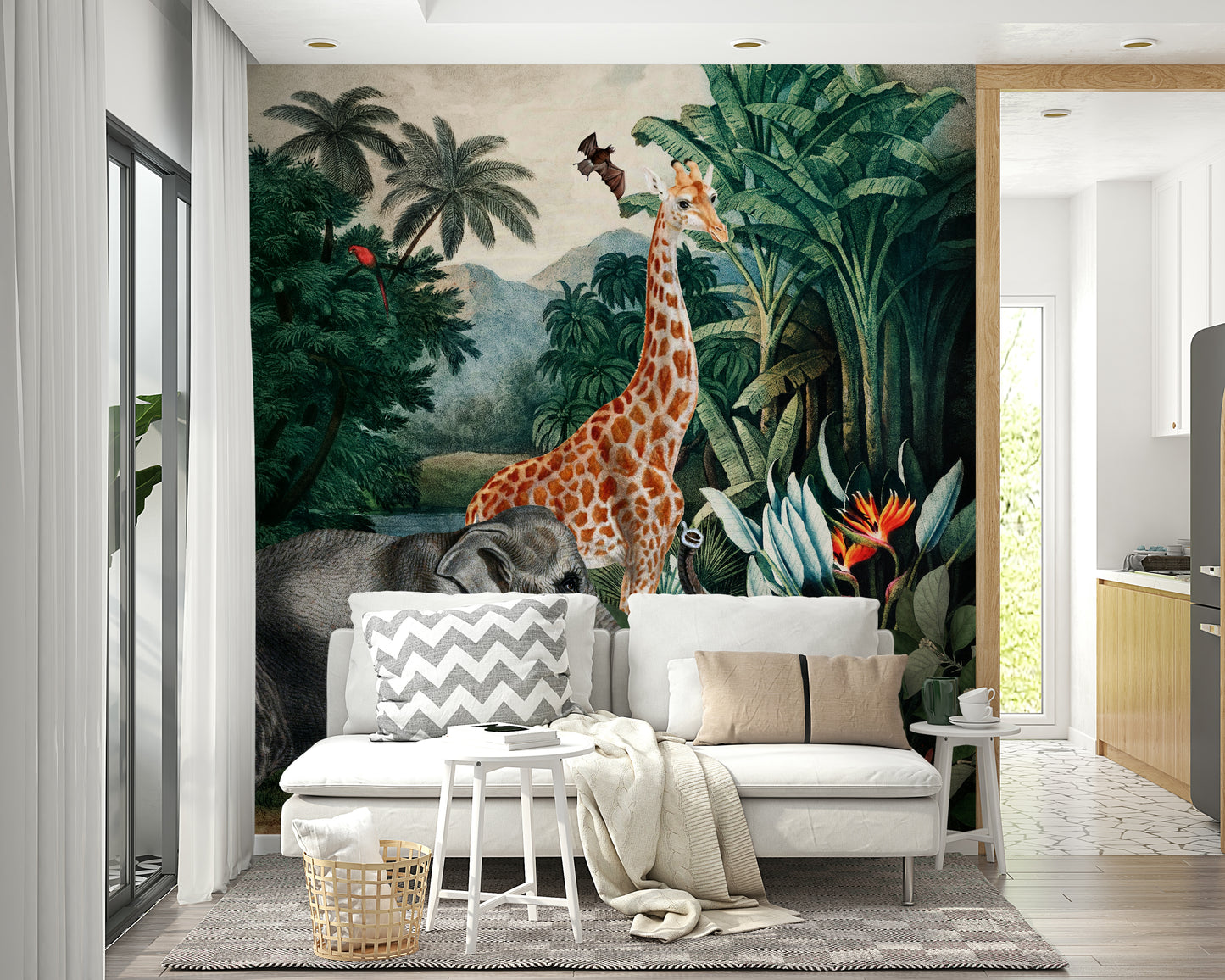 Vintage jungle scene wallpaper


