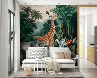 Vintage jungle scene wallpaper

