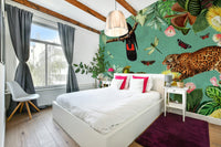 Wildlife wallpaper with tropical plants

