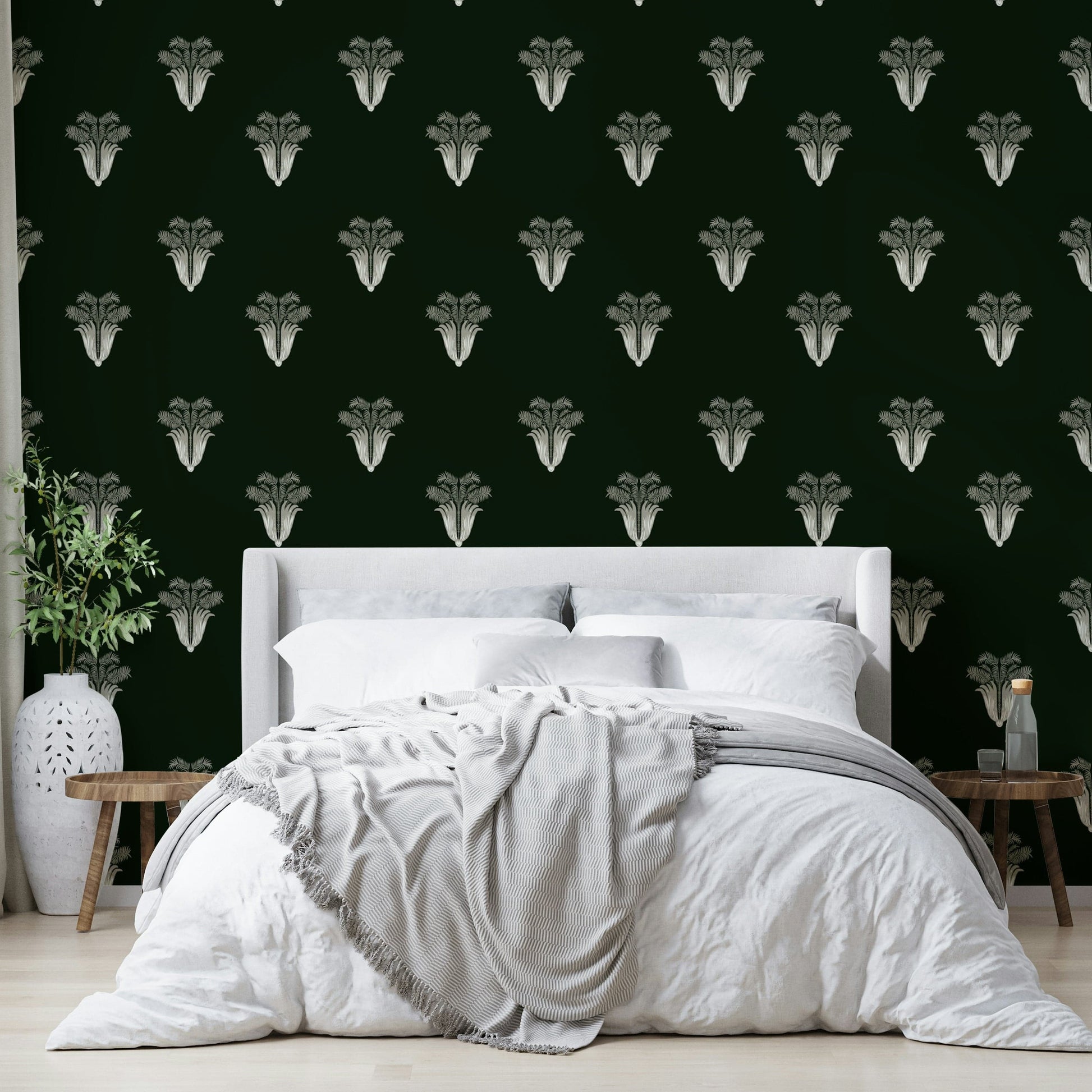 The wallpaper for walls being admired in a home.