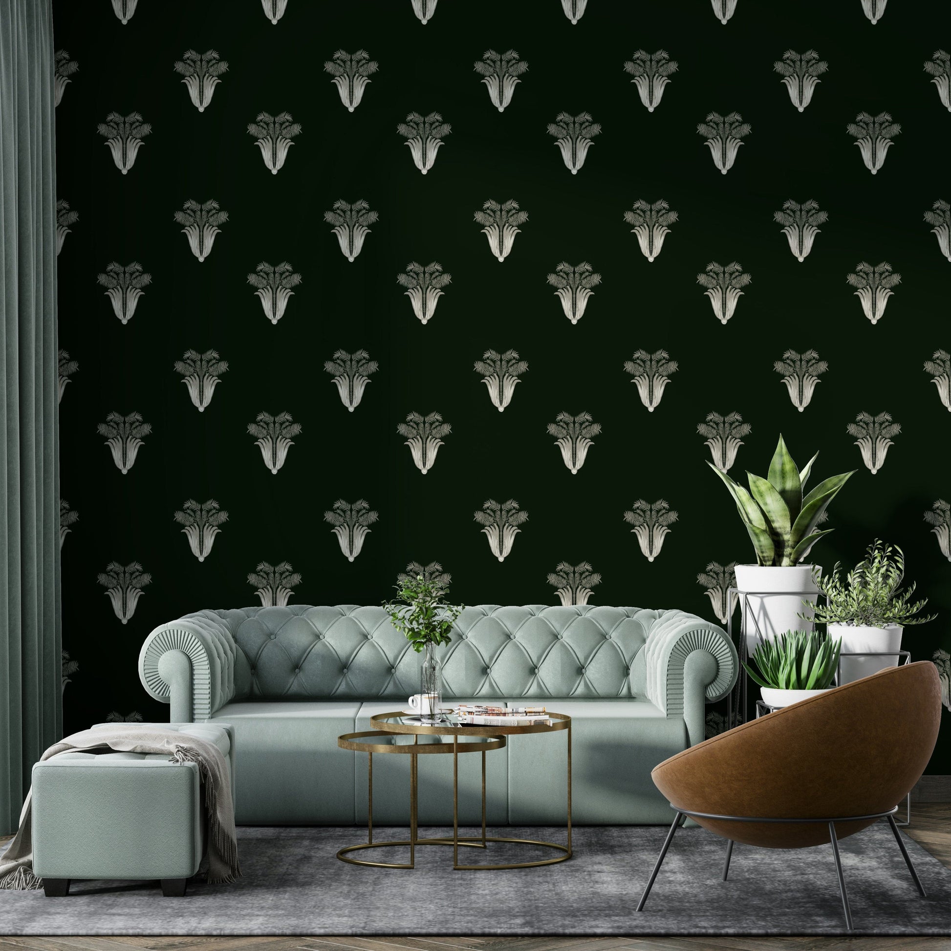 A high-angle view of the wall mural in a large space.