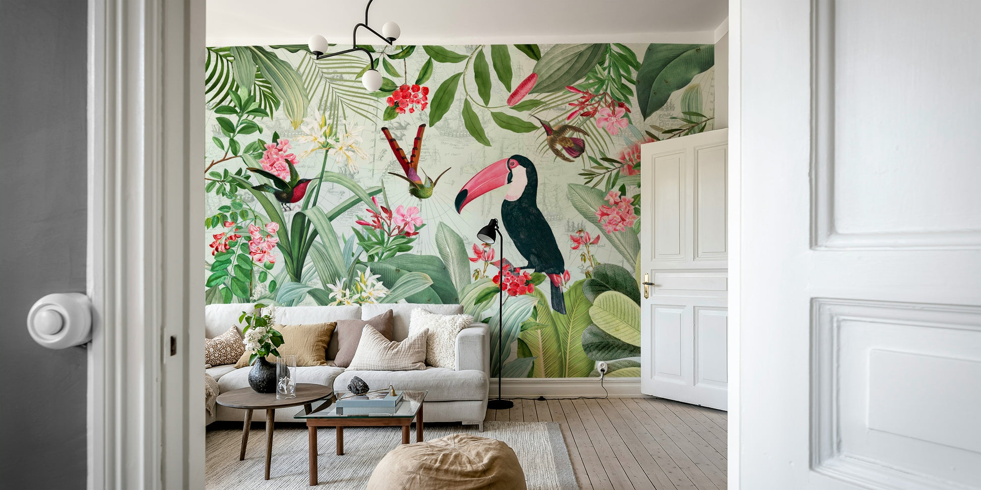 Exotic Vintage Eden mural with earthy tones and vibrant accents

