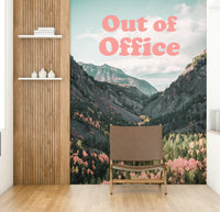 Pink forest valley wall mural design

