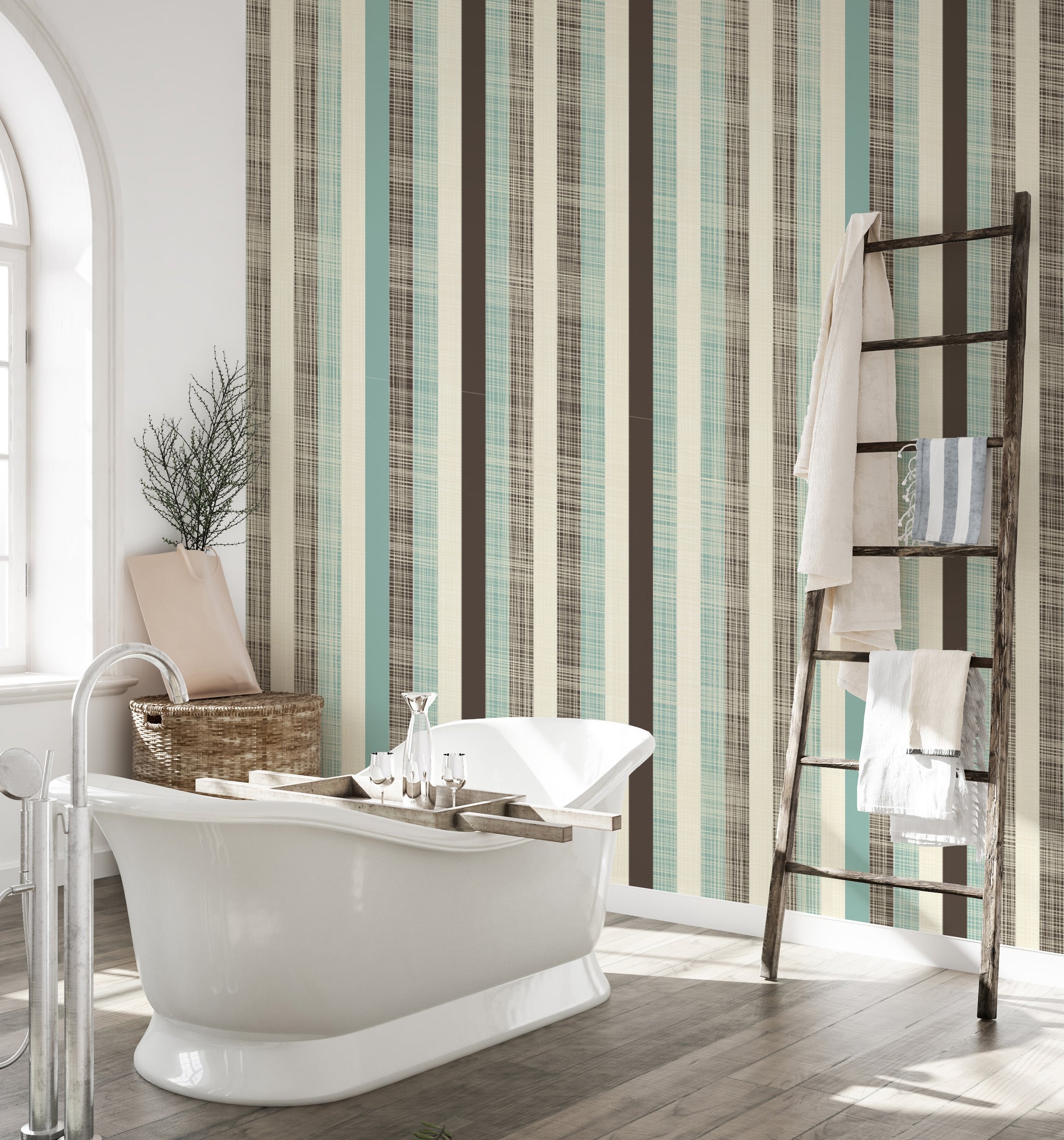 Fabric Stripped Pattern Wallpaper Wall Murals - Giffywalls