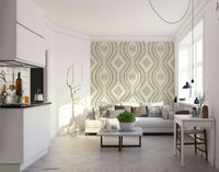 Bedroom styled with laurel oak damask wallpaper

